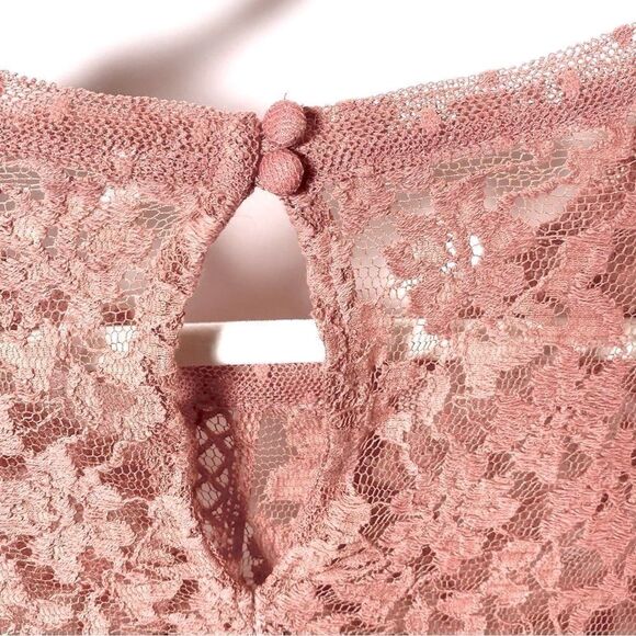 Free People Sheer Modern Romance Lace Blouse Deco Pink - Picture 6 of 7